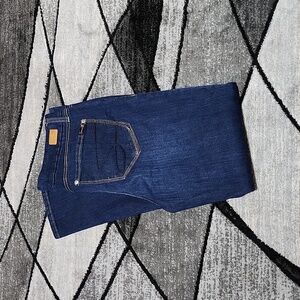 SEVEN7 EMBROIDERED HIGH-RISE DARK BLUE SKINNY DENIM JEAN
